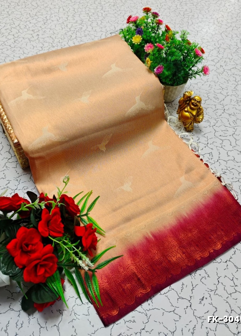 Premium Fancy kubera Softy Saree Rapier Fancy  Light Weight Silk Saree - BEIGE COLOUR (3)