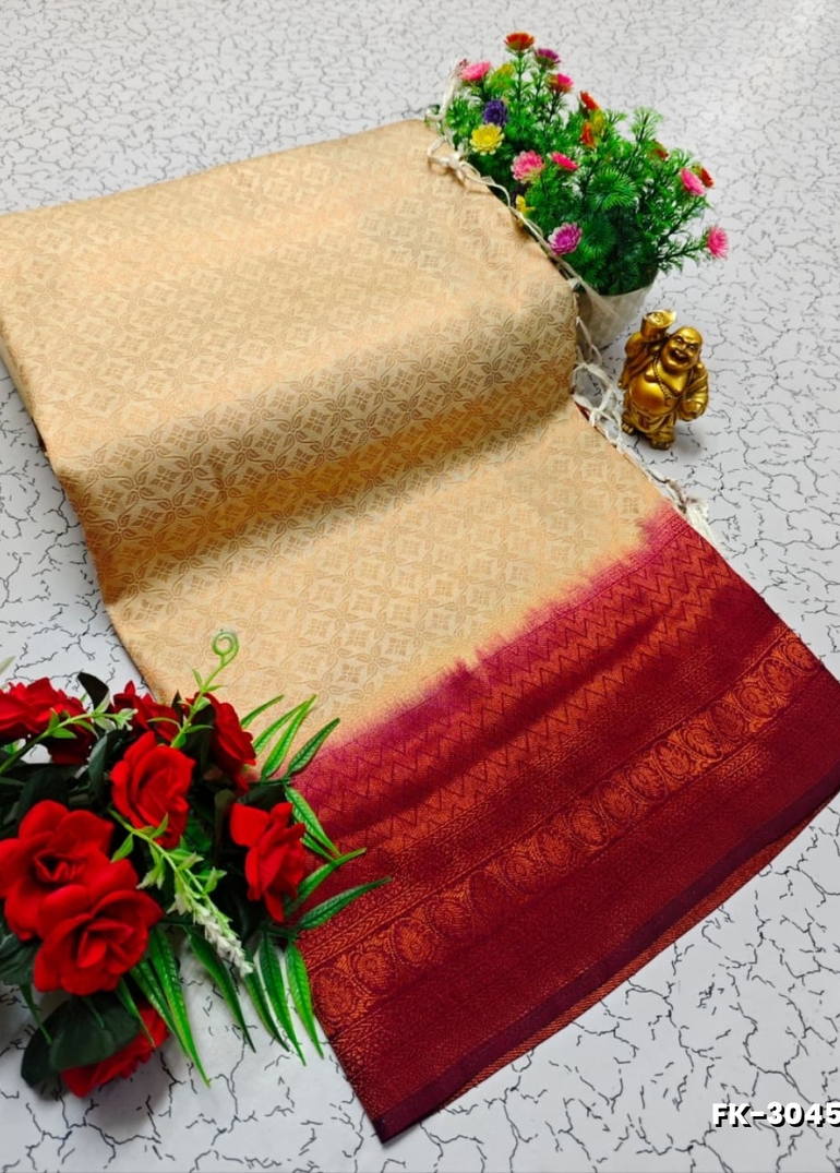 Premium Fancy kubera Softy Saree Rapier Fancy  Light Weight Silk Saree - IVORY COLOUR (2)