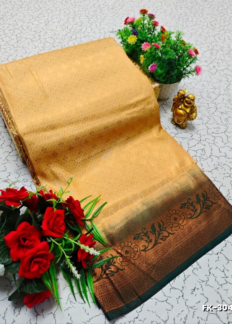 Premium Fancy kubera Softy Saree Rapier Fancy  Light Weight Silk Saree - LIGHT SANDLE (3)