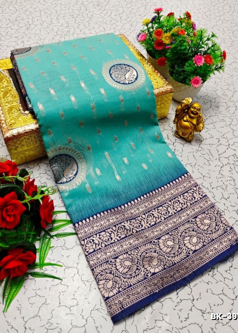 Banarasi with our banarasi cotton fabric — a beautiful fusion of classic artistry and breathable comfort wear saree - DARK SKY BLUE (3)