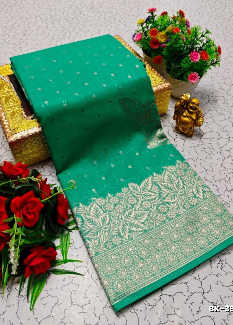 Banarasi with our banarasi cotton fabric — a beautiful fusion of classic artistry and breathable comfort wear saree - TEAL COLOUR (3)