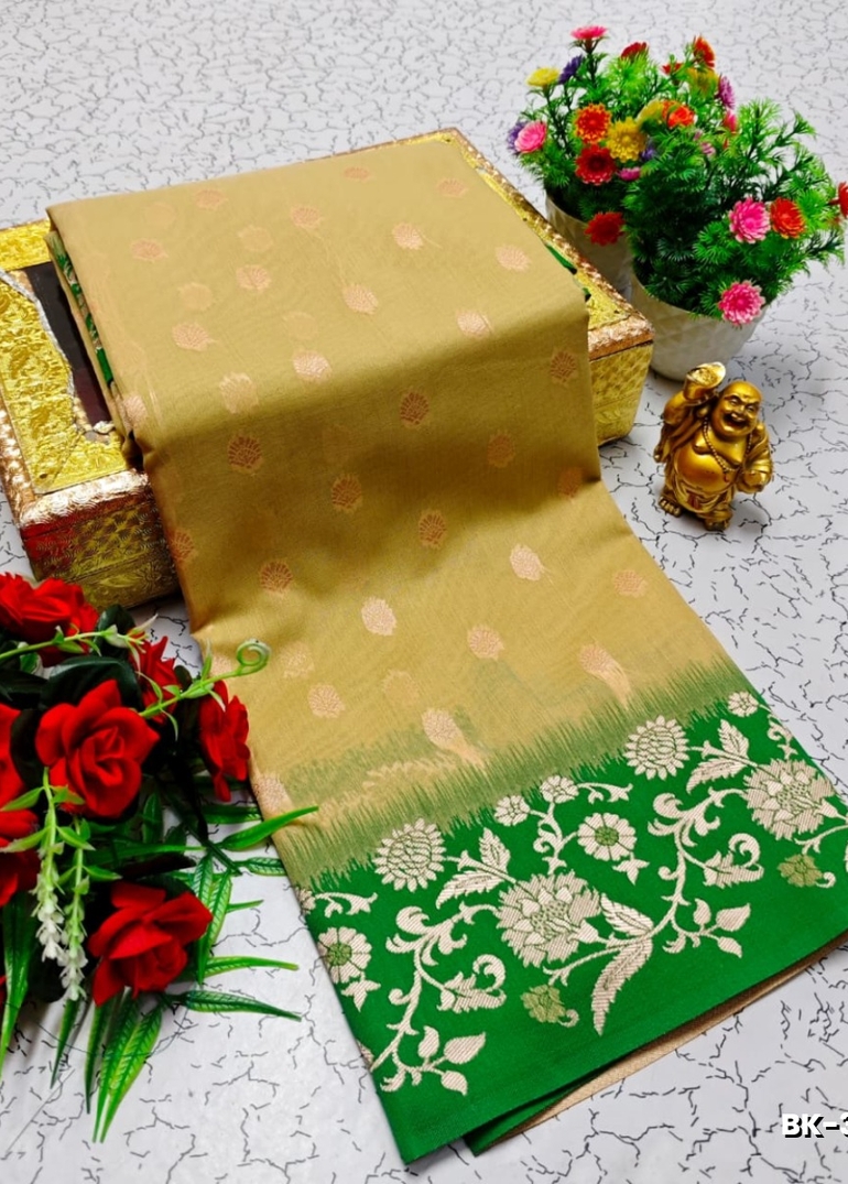 Banarasi with our banarasi cotton fabric — a beautiful fusion of classic artistry and breathable comfort wear saree - SANDLE (4)