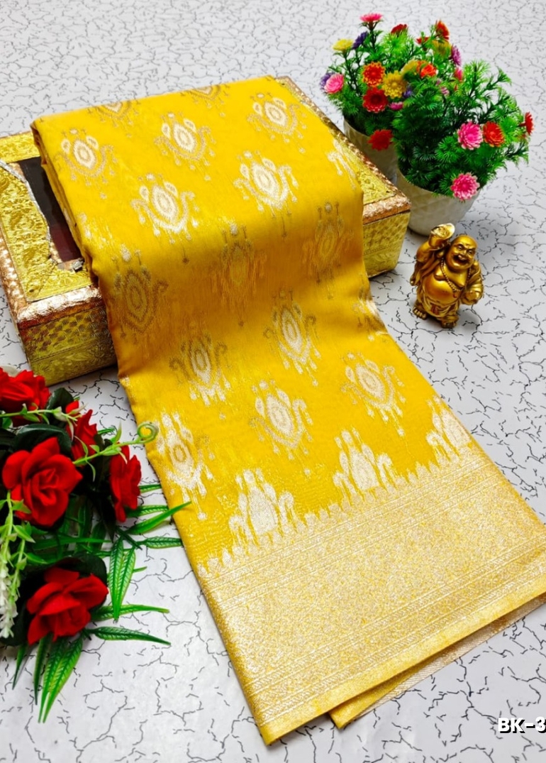 Banarasi with our banarasi cotton fabric — a beautiful fusion of classic artistry and breathable comfort wear saree - YELLOW