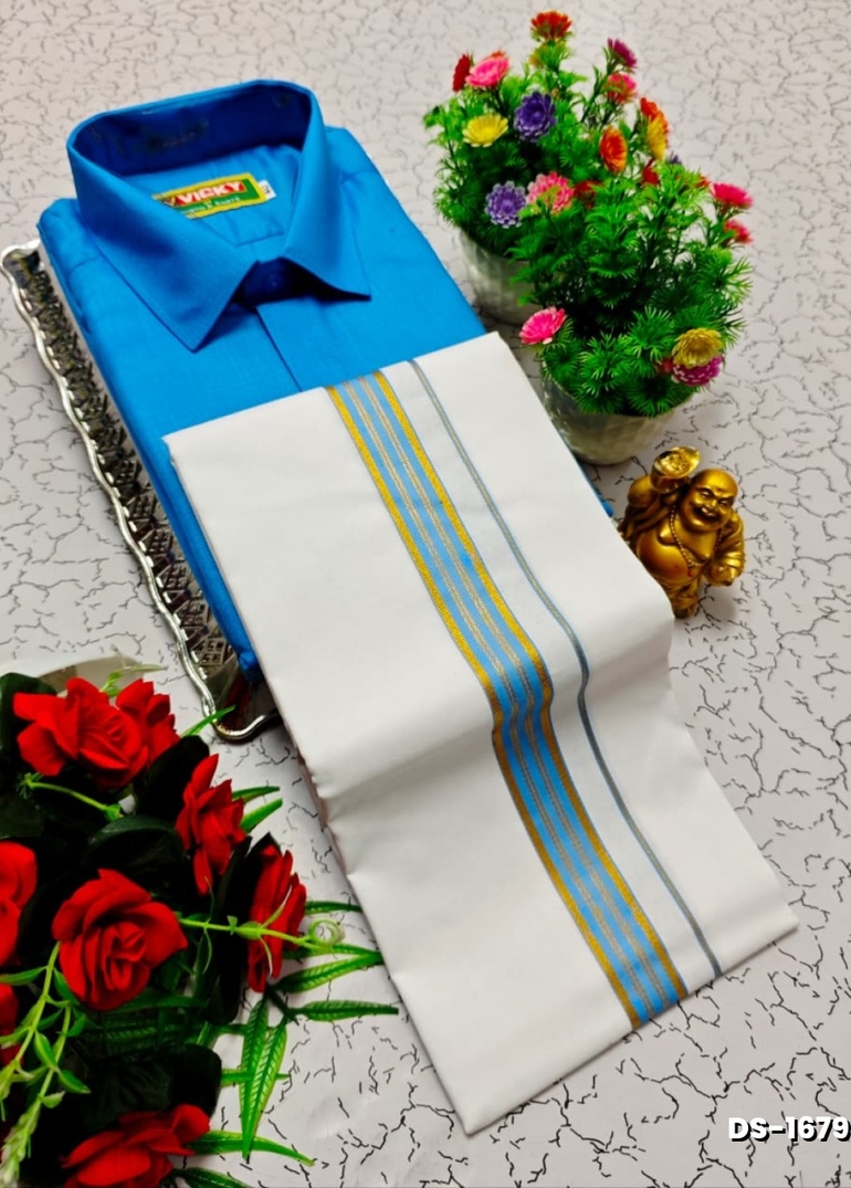 Traditional men  dhoti shirt  trending collection - BLUE COLOUR