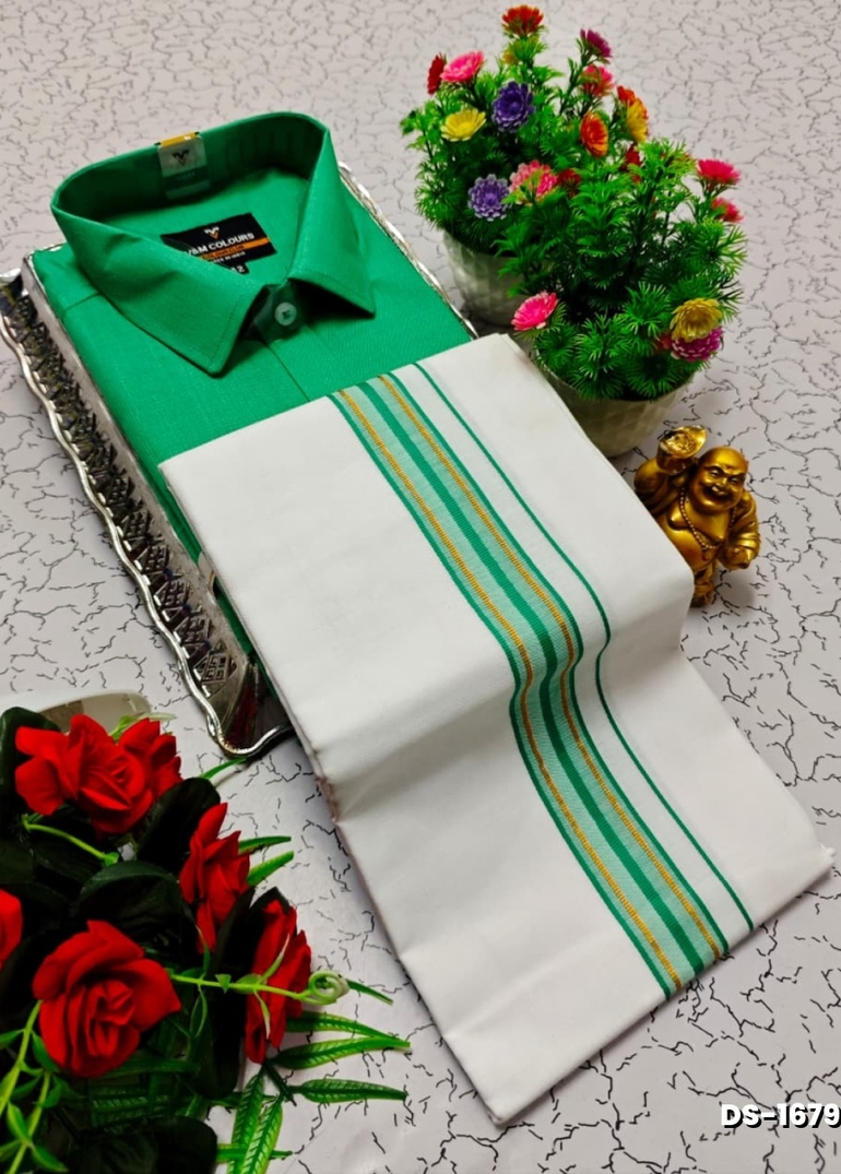 Traditional men  dhoti shirt  trending collection - NORMAL GREEN