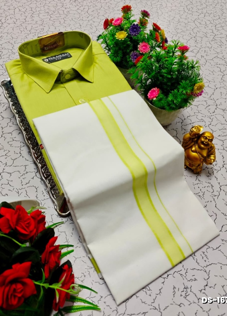 Traditional men  dhoti shirt  trending collection - LEMON GREEN N