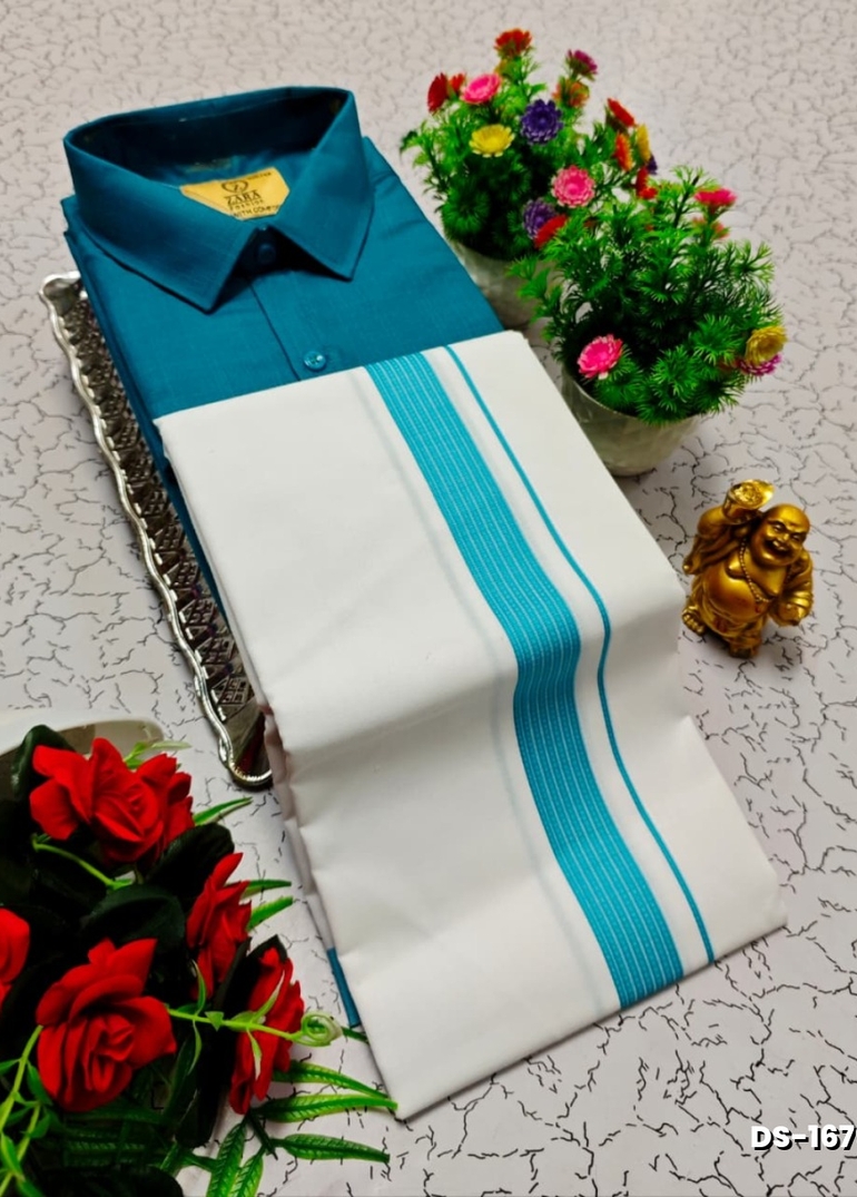 Traditional men  dhoti shirt  trending collection - TEAL COLOUR