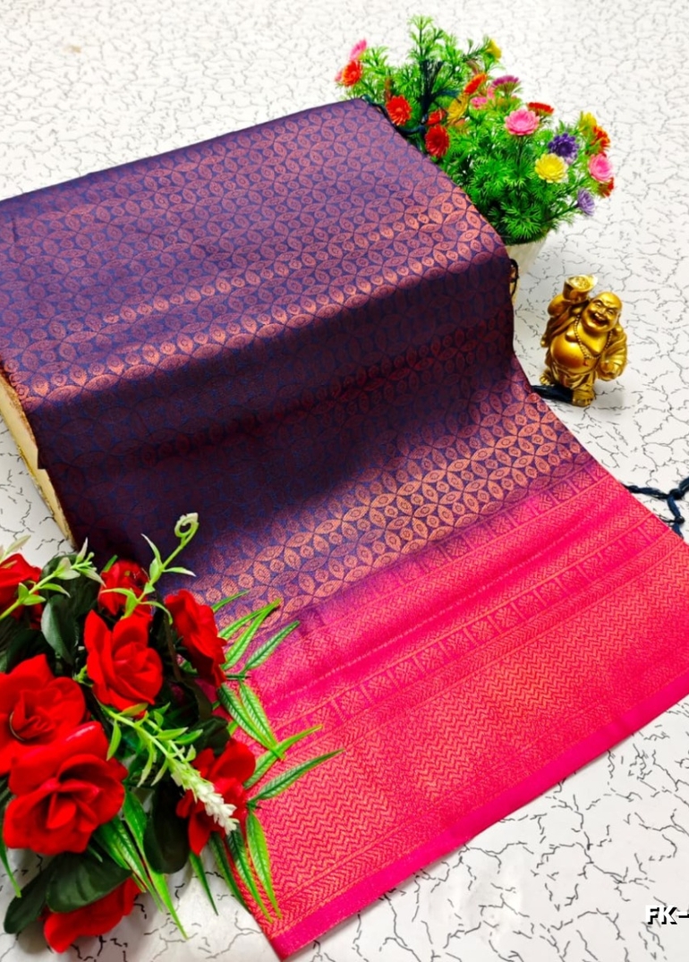 Premium Fancy kubera Softy Saree Rapier Fancy  Light Weight Silk Saree - R BLUE (1)