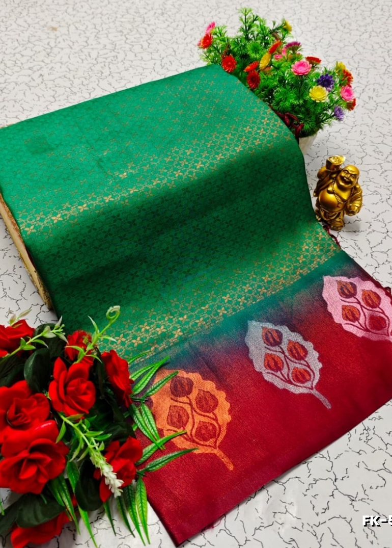 Premium Fancy kubera Softy Saree Rapier Fancy  Light Weight Silk Saree - NORMAL GREEN