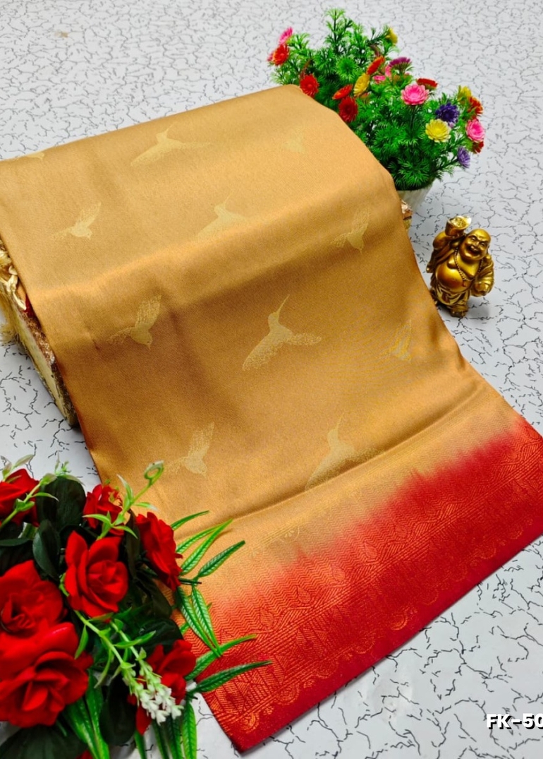 Premium Fancy kubera Softy Saree Rapier Fancy  Light Weight Silk Saree - GOLD (3)