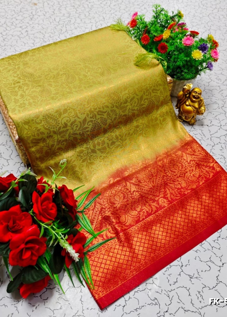 Premium Fancy kubera Softy Saree Rapier Fancy  Light Weight Silk Saree - LITE GREEN (3)