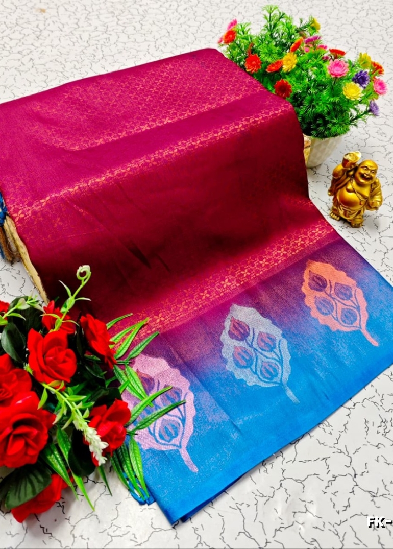 Premium Fancy kubera Softy Saree Rapier Fancy  Light Weight Silk Saree - WINE COLOUR