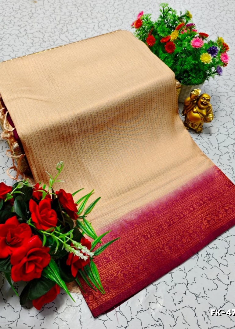 Premium Fancy kubera Softy Saree Rapier Fancy  Light Weight Silk Saree - SANDLE (4)