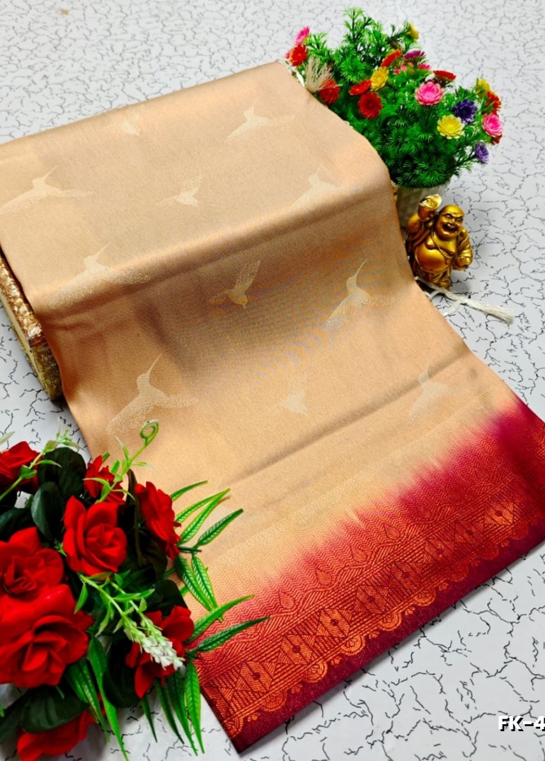 Premium Fancy kubera Softy Saree Rapier Fancy  Light Weight Silk Saree - LIGHT SANDLE (5)