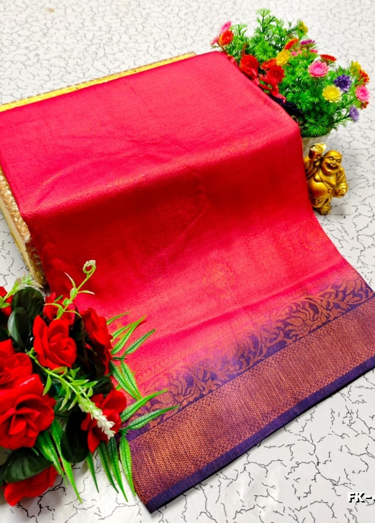 Premium Fancy kubera Softy Saree Rapier Fancy  Light Weight Silk Saree - DARK PINK (3)