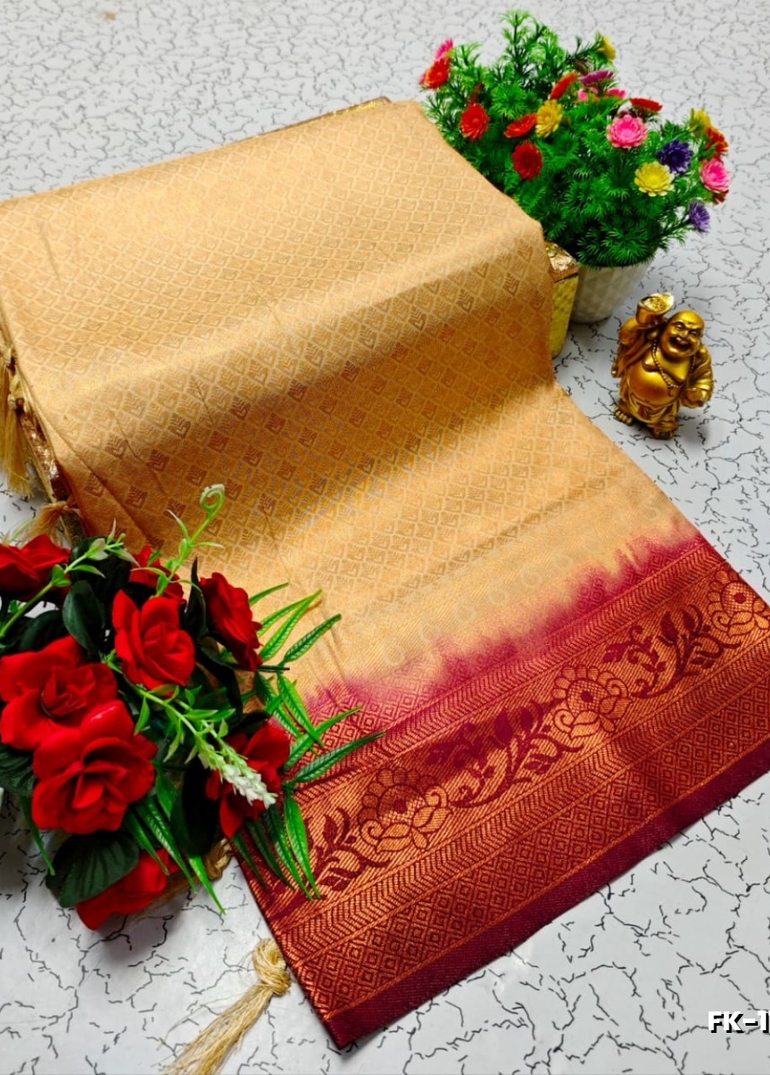 Premium Fancy kubera Softy Saree Rapier Fancy  Light Weight Silk Saree - SANDLE (5)