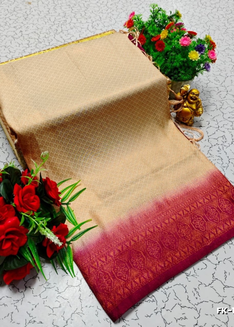 Premium Fancy kubera Softy Saree Rapier Fancy  Light Weight Silk Saree - LIGHT SANDLE (6)