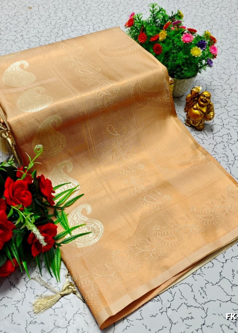 Premium Fancy kubera Softy Saree Rapier Fancy  Light Weight Silk Saree - LIGHT GOLD