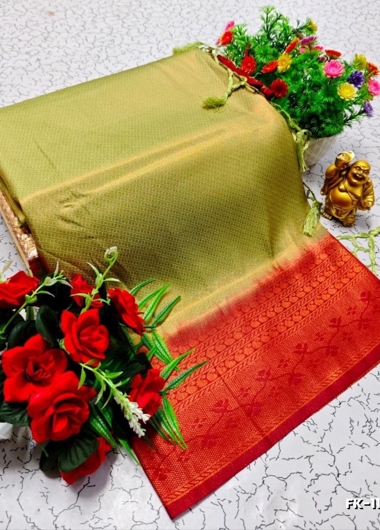 Premium Fancy kubera Softy Saree Rapier Fancy  Light Weight Silk Saree - LITE GREEN (5)