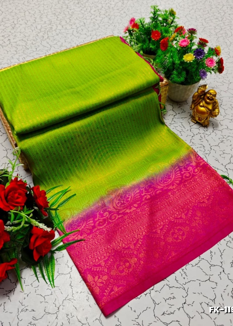 Premium Fancy kubera Softy Saree Rapier Fancy  Light Weight Silk Saree - GREEN COLOUR (2)