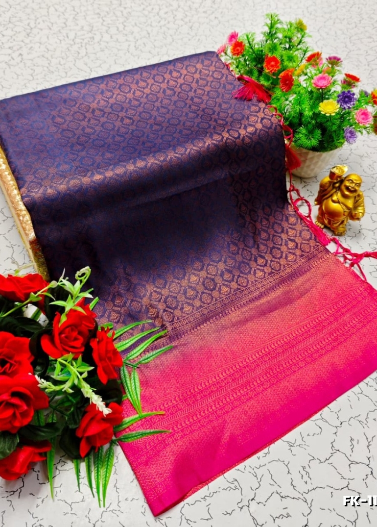 Premium Fancy kubera Softy Saree Rapier Fancy  Light Weight Silk Saree - R BLUE (3)