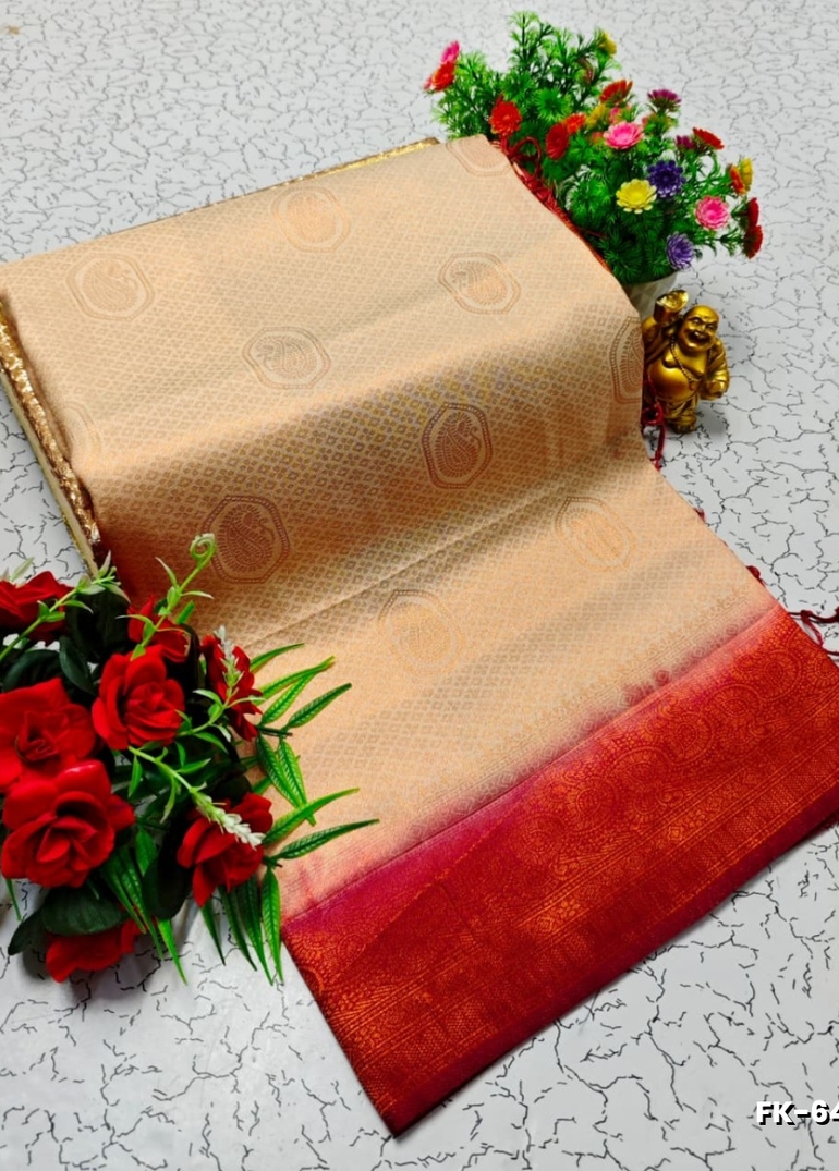 Premium Fancy kubera Softy Saree Rapier Fancy  Light Weight Silk Saree - LIGHT SANDLE (7)