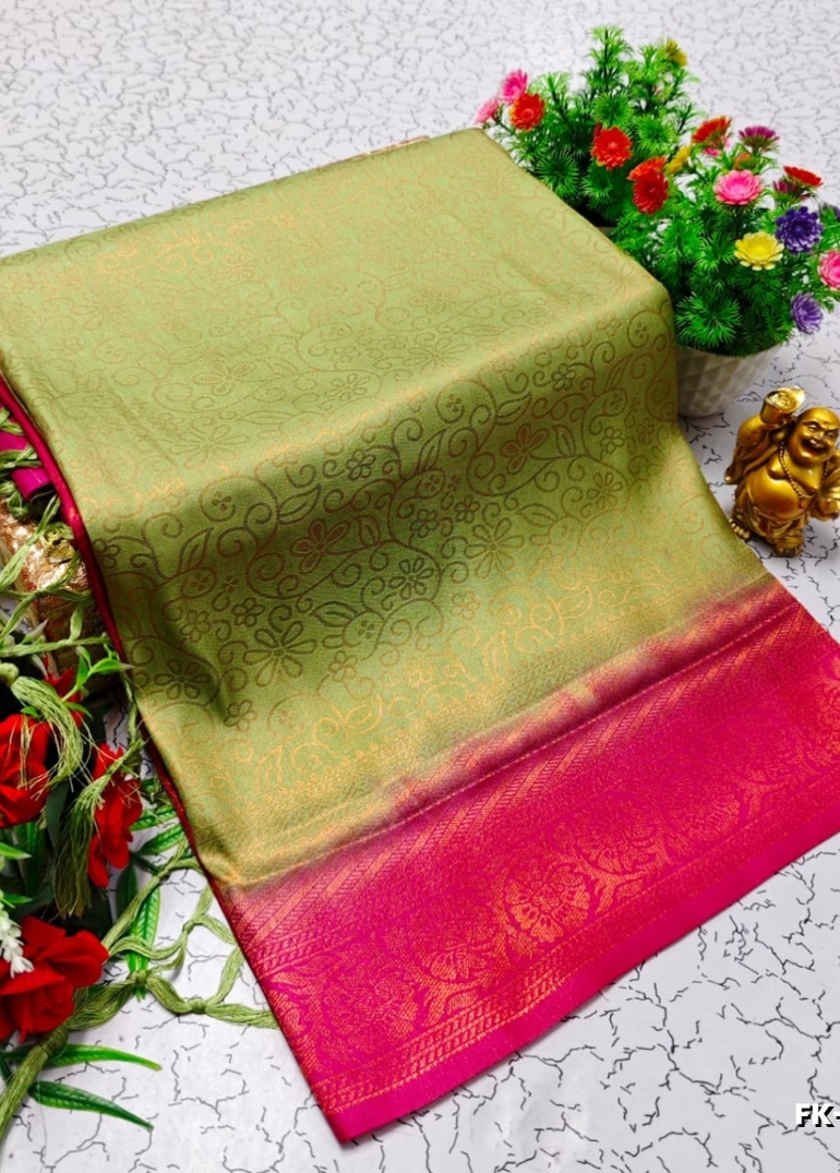 Premium Fancy kubera Softy Saree Rapier Fancy  Light Weight Silk Saree - LITE GREEN (6)