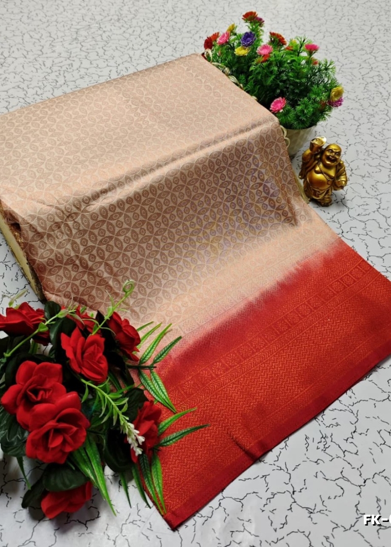 Premium Fancy kubera Softy Saree Rapier Fancy  Light Weight Silk Saree - IVORY COLOUR (3)