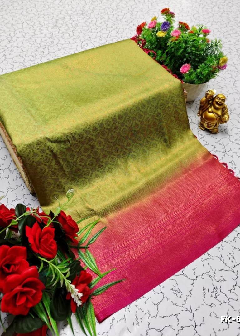 Premium Fancy kubera Softy Saree Rapier Fancy  Light Weight Silk Saree - LEMON GREEN N (3)