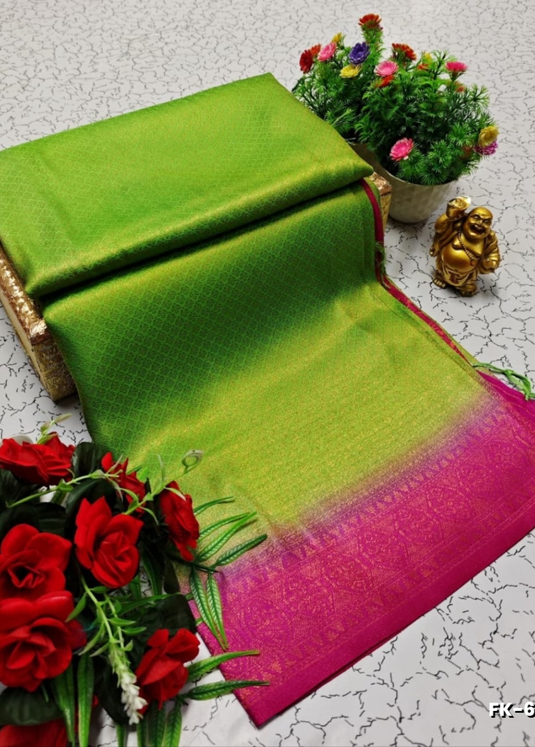 Premium Fancy kubera Softy Saree Rapier Fancy  Light Weight Silk Saree - GREEN COLOUR (3)