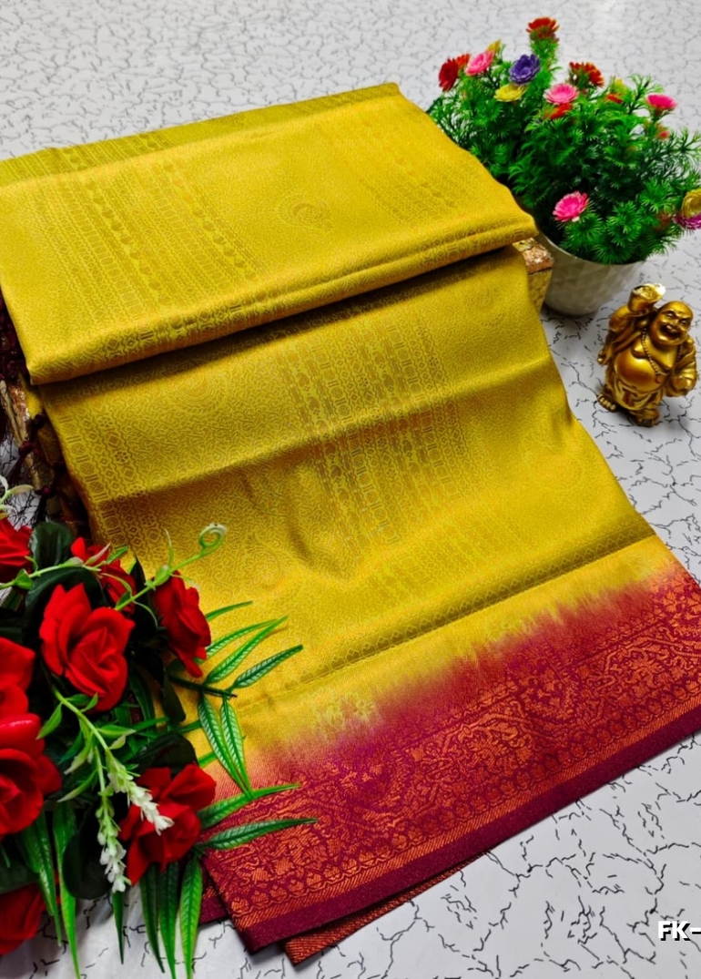 Premium Fancy kubera Softy Saree Rapier Fancy  Light Weight Silk Saree - GOLD COLOUR (3)