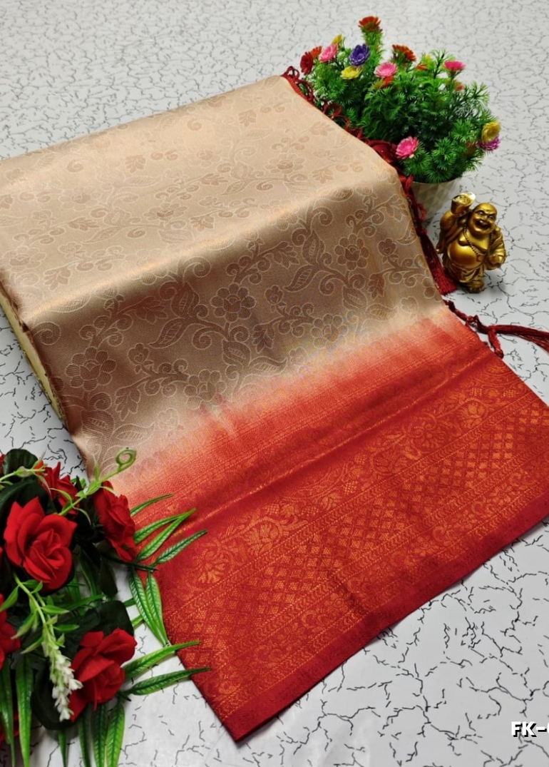 Premium Fancy kubera Softy Saree Rapier Fancy  Light Weight Silk Saree - CREAM (2)