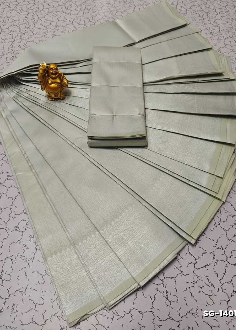 Premium kubera pattu saree rapier fancy light weight silk type sarees flower design function wear - BEIGE COLOUR