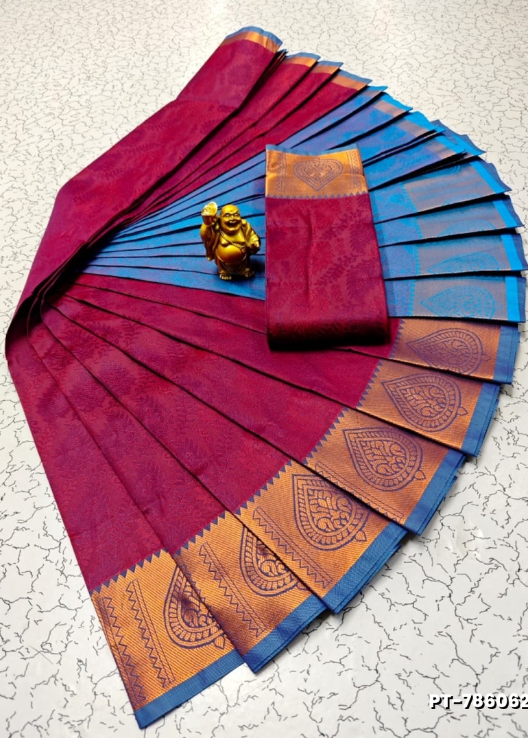 Elampillai Poontamil Saree | Karizma Silk / Soft Silk | 3D Embossed Weave - MAROON COLOR