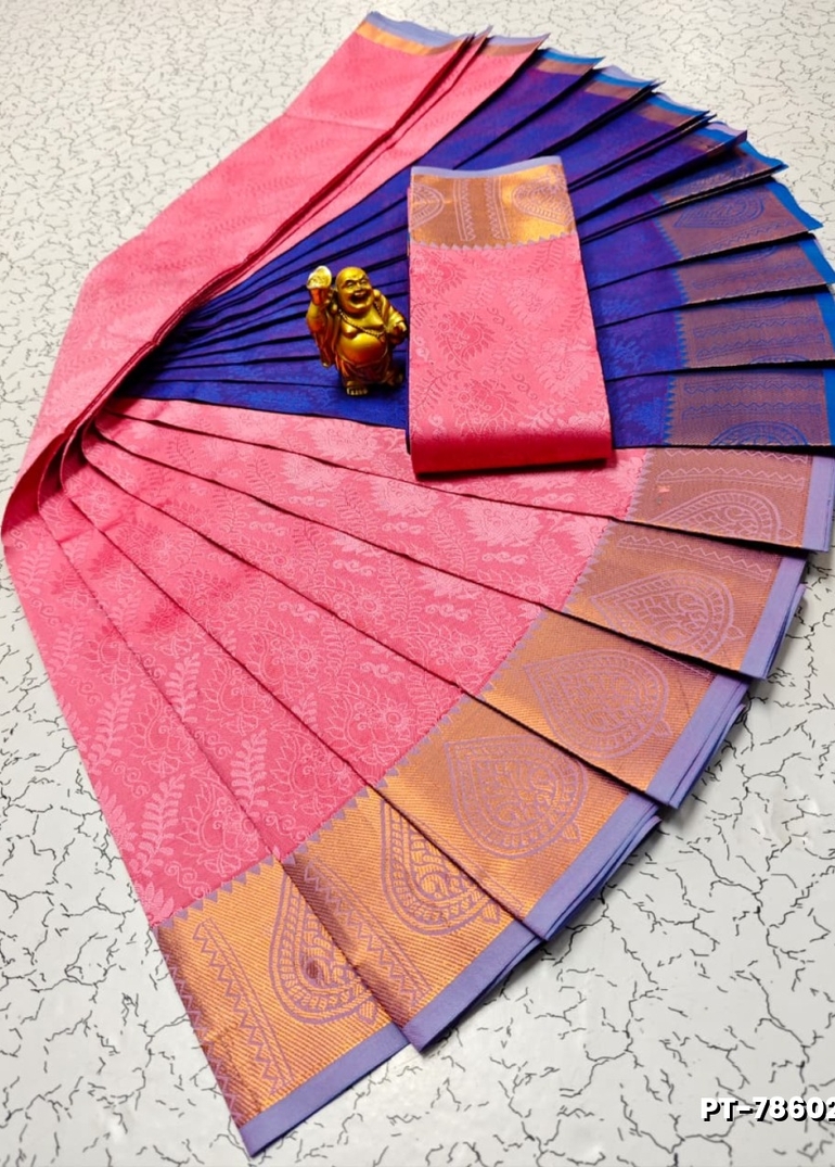 Elampillai Poontamil Saree | Karizma Silk / Soft Silk | 3D Embossed Weave - BABY PINK
