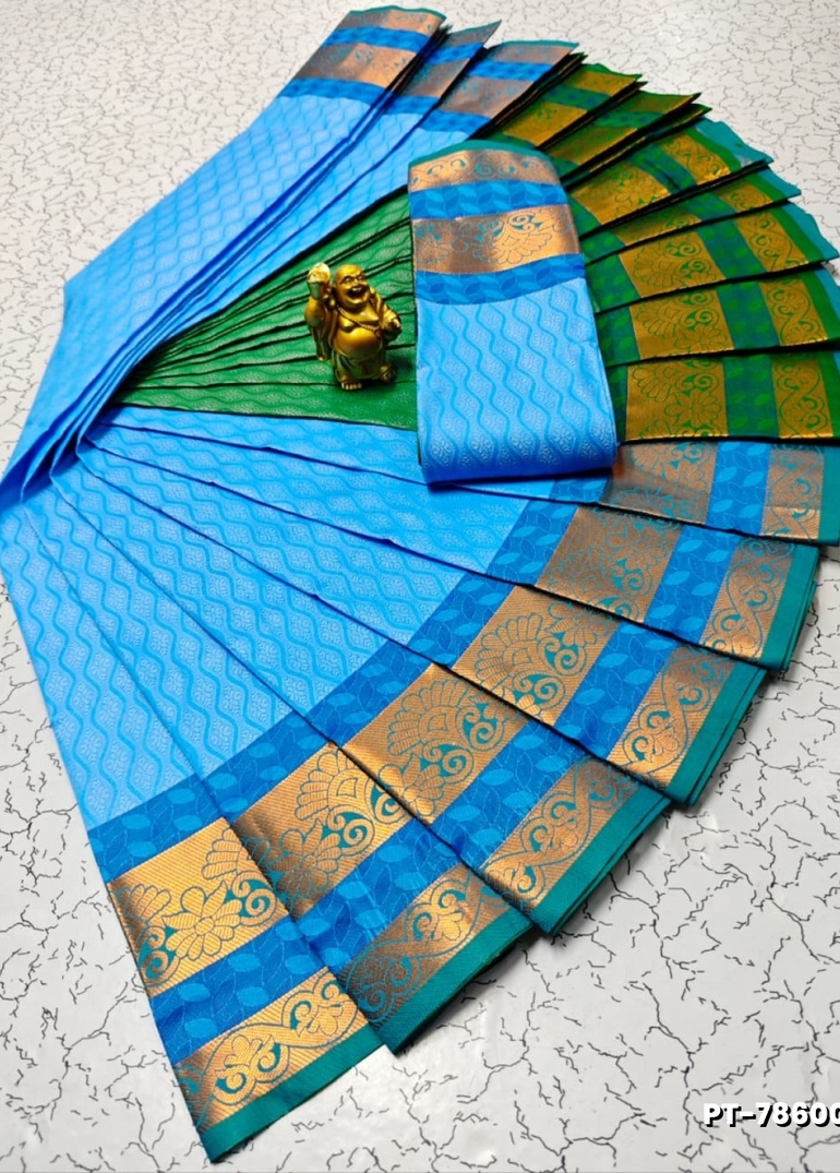 Elampillai Poontamil Saree | Karizma Silk / Soft Silk | 3D Embossed Weave - SKY BLUE