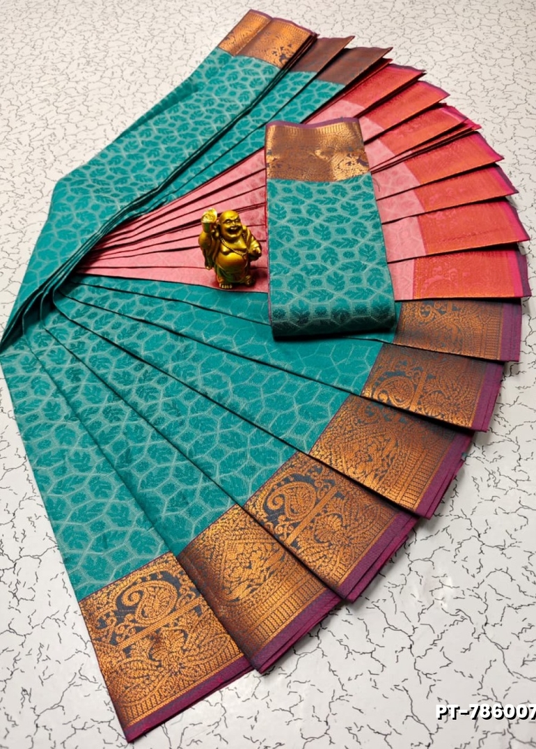 Elampillai Poontamil Saree | Karizma Silk / Soft Silk | 3D Embossed Weave - TEAL COLOUR