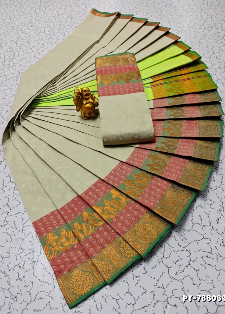 Elampillai Poontamil Saree | Karizma Silk / Soft Silk | 3D Embossed Weave - BEIGE COLOUR