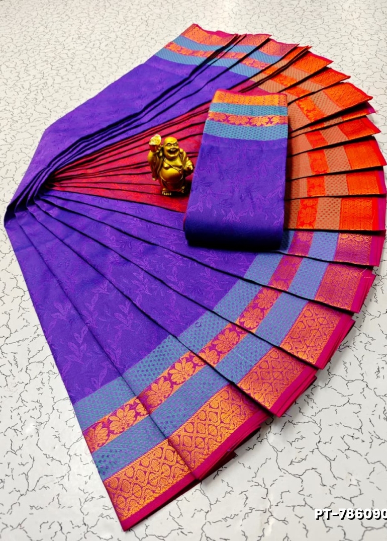 Elampillai Poontamil Saree | Karizma Silk / Soft Silk | 3D Embossed Weave - BRINJAL COLOUR