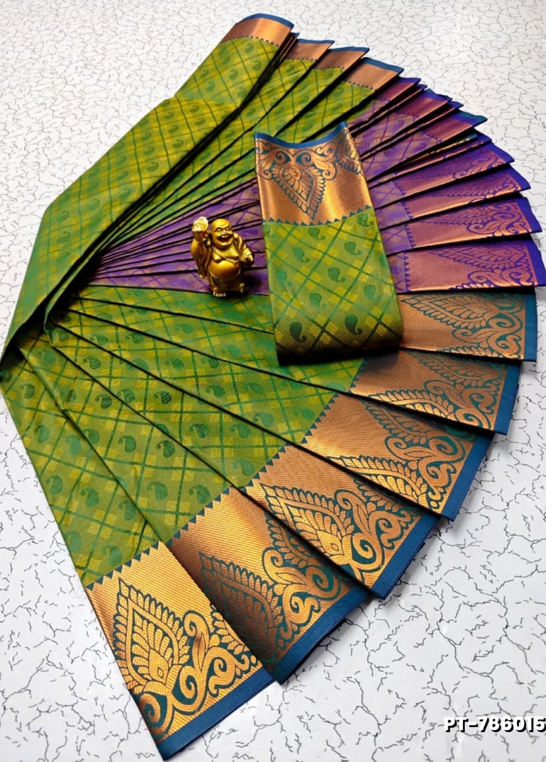 Elampillai Poontamil Saree | Karizma Silk / Soft Silk | 3D Embossed Weave - GREEN