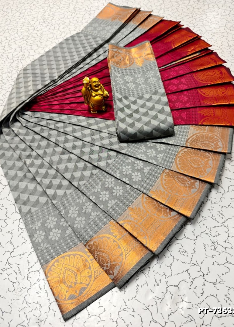 Elampillai Poontamil Saree | Karizma Silk / Soft Silk | 3D Embossed Weave - AS COLOR (1)