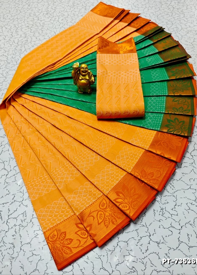 Elampillai Poontamil Saree | Karizma Silk / Soft Silk | 3D Embossed Weave - YELLOW COLOR