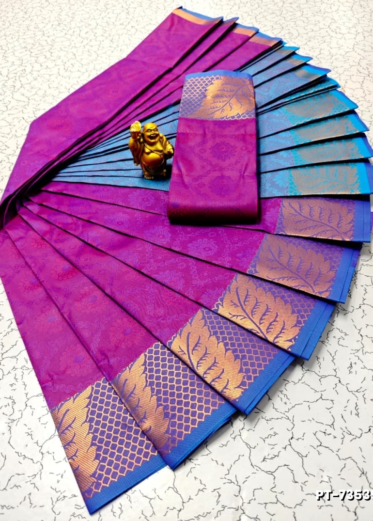 Elampillai Poontamil Saree | Karizma Silk / Soft Silk | 3D Embossed Weave - BRINJAL COLOUR (1)