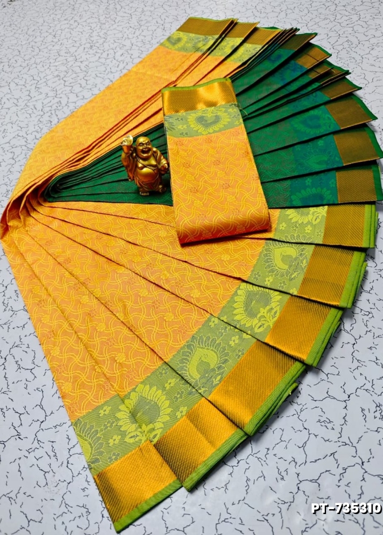 Elampillai Poontamil Saree | Karizma Silk / Soft Silk | 3D Embossed Weave - YELLOW (1)