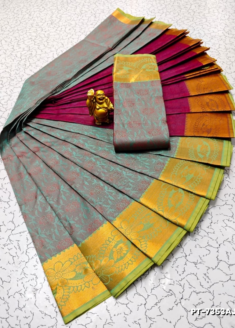 Elampillai Poontamil Saree | Karizma Silk / Soft Silk | 3D Embossed Weave - DUAL COLOR