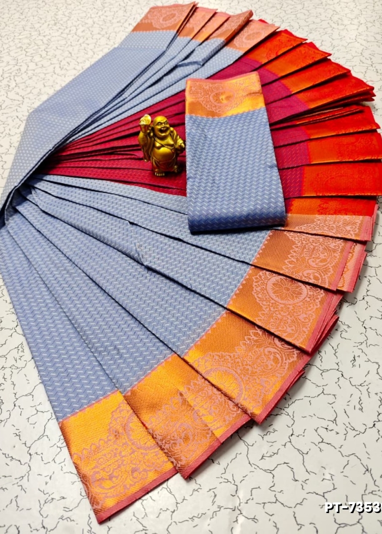 Elampillai Poontamil Saree | Karizma Silk / Soft Silk | 3D Embossed Weave - LIGHT BLUE N