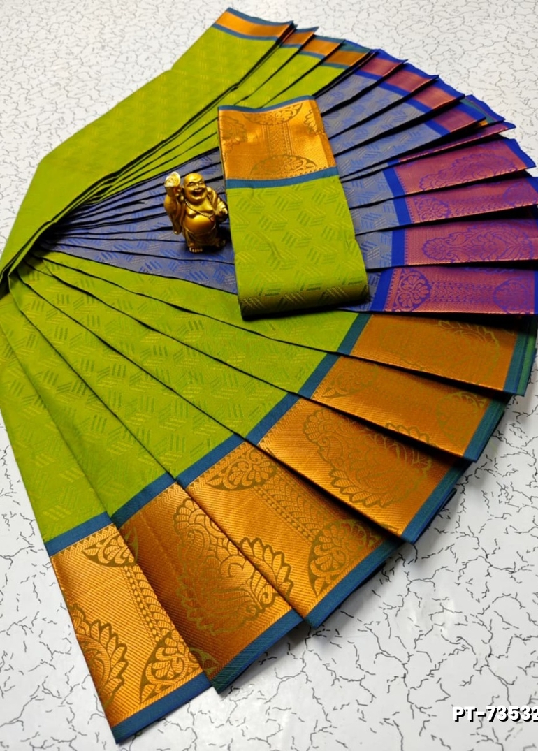 Elampillai Poontamil Saree | Karizma Silk / Soft Silk | 3D Embossed Weave - MEHENDHI GREEN (1)