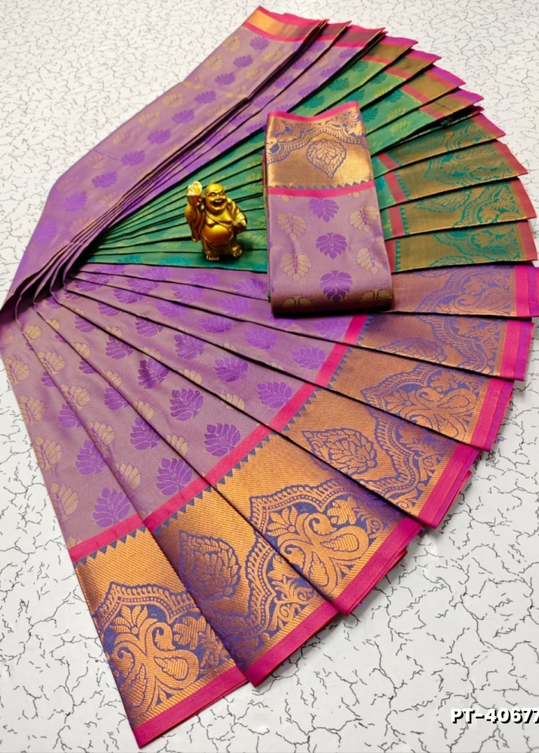 Elampillai Poontamil Saree | Karizma Silk / Soft Silk | 3D Embossed Weave - PLUM COLOUR (2)