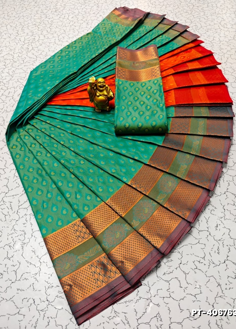 Elampillai Poontamil Saree | Karizma Silk / Soft Silk | 3D Embossed Weave - GREEN COLOUR