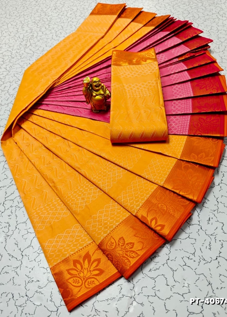 Elampillai Poontamil Saree | Karizma Silk / Soft Silk | 3D Embossed Weave - LIGHT YELLOW